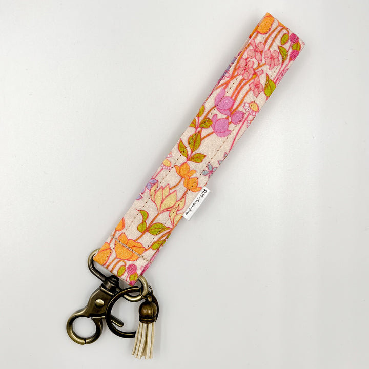Pink Floral Doodles | Keychain Wristlet