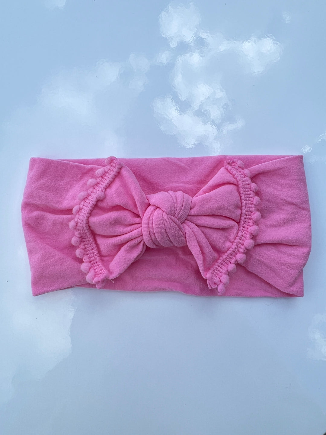 Pink Pompom Bow Baby/Kid Headband